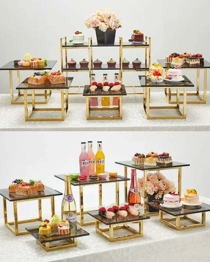 Stylish Stainless Steel Multi-Layered Snack and Dessert Tower for Celebrations