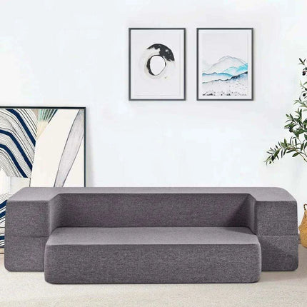 Grey Linen Memory Foam Convertible Sofa Bed: Twin Size Armchair Sleeper