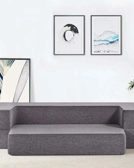 Grey Linen Memory Foam Convertible Sofa Bed: Twin Size Armchair Sleeper