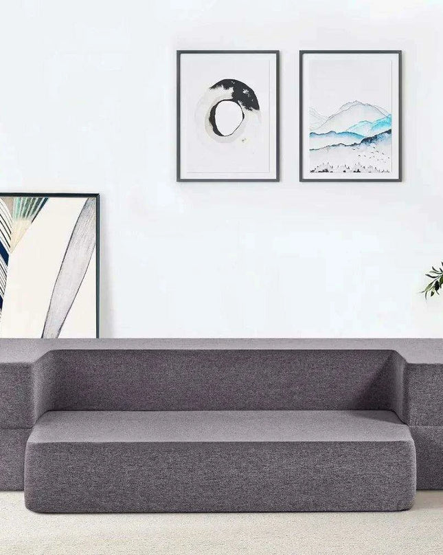 Grey Linen Memory Foam Convertible Sofa Bed: Twin Size Armchair Sleeper