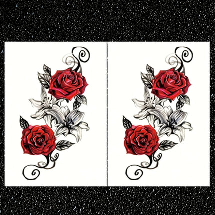 2pcs Red Temporary Rose Flower Arm & Leg Tattoo Stickers, Stripper Chest & Thigh Design, Waterproof, Perfect for Women 2pcs-red-temporary-rose-flower-arm-leg-tattoo-stickers-stripper-chest-thigh-design-waterproof-perfect-for-women