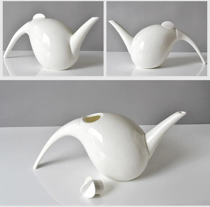 Elegant Bone China Tea Pot & Cup Set | Water Drop Shape | 5-Piece Set