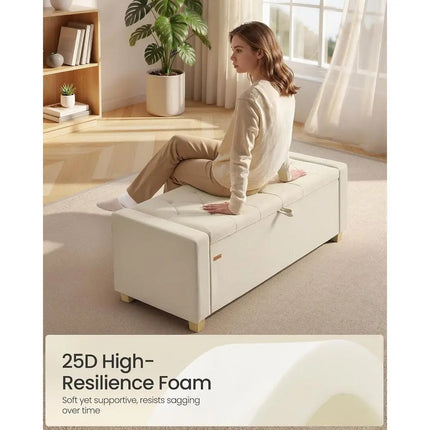 Storage Ottoman Bench, Linen-abric | oot Rest with Legs, 19.7 x 47.6 x 16.5 Inches, End o Bed Bench with Saety Hinges, Summer Sa storage-ottoman-bench-linen-abric-oot-rest-with-legs-19-7-x-47-6-x-16-5-inches-end-o-bed-bench-with-saety-hinges-summer-sa