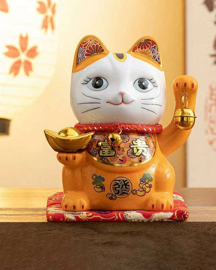 Charming 5-Inch Maneki Neko Ceramic Bank - A Playful Touch of Good Fortune for Your Home