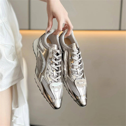 Chic Y2K Bow Tie Platform Sneakers - Stylish Casual Flats for Women in Bold Pink, Brown, and Silver with Complimentary Shipping