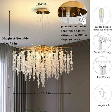 Nature's Elegance: Luxurious LED Crystal Chandelier for Exquisite Home Illumination