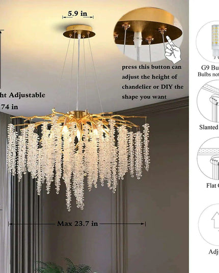 Nature's Elegance: Luxurious LED Crystal Chandelier for Exquisite Home Illumination