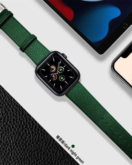 Crimson Glitter Leather Apple Watch Band - Luxe Sparkle Strap