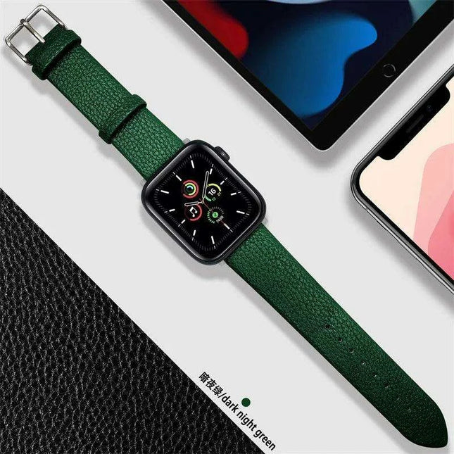 Crimson Glitter Leather Apple Watch Band - Luxe Sparkle Strap