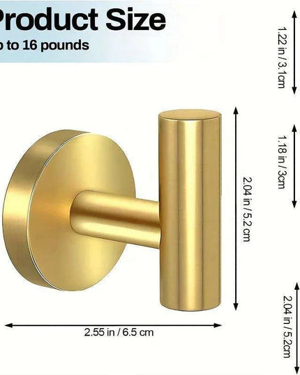 Set of 4 Opulent Gold Stainless Steel Towel Hooks for Stylish Bathroom Organization