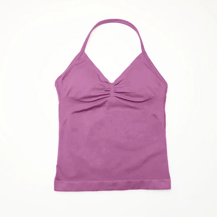 NCLAGEN Women's Longline Strappy Yoga Vest with Open Back for Fitness