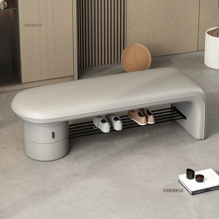 Treasure Home Modern Shoe Changing Stool with Drawers & Minimalist Des