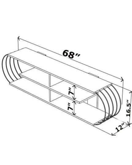 Retro-Inspired 68-Inch Walnut and Yellow Media Stand with Open Shelves by FurnisHome