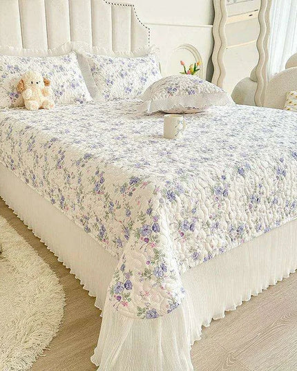 100% Cotton Floral Quilted Bed Cover - Soft & Skin-Friendly Mattress Protector (No Pillowcase Included)