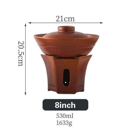 Authentic Vintage Chinese Dining Set: Clay Candle Warmer & Pork Belly Serving Dish