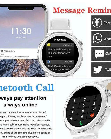 Stylish White Fitness Smartwatch with Comprehensive Health Tracking and NFC Integration