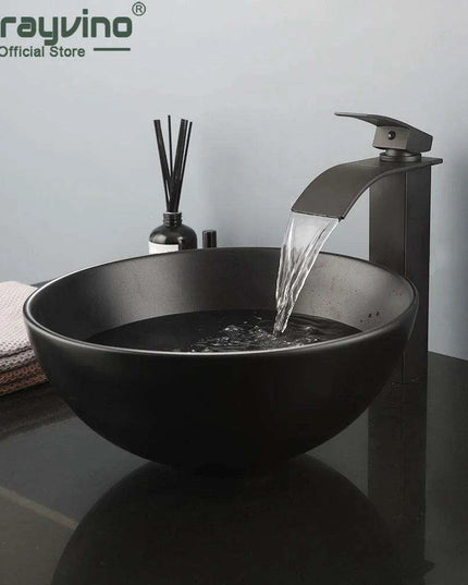 Artisan Hand-Painted Tempered Glass Sink Ensemble with Modern Chrome Faucet