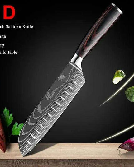 Exquisite Damascus Steel Chef Knife Collection - 1-10Pcs Japanese Santoku and Utility Knives for Culinary Excellence