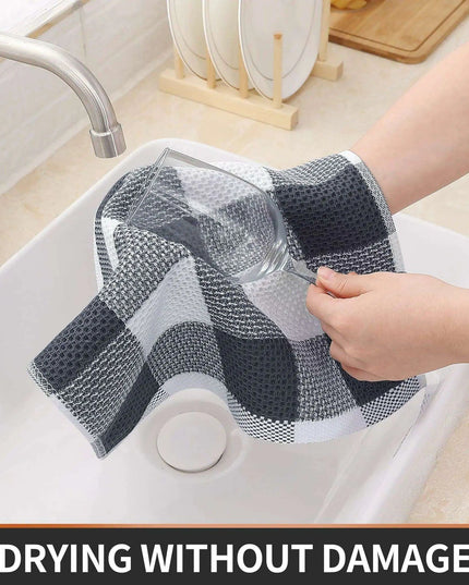 Elegant Cotton Waffle Weave Kitchen Towel and Scrubbing Pad Collection