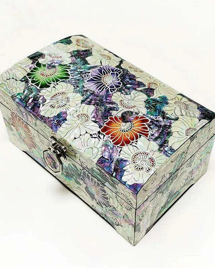 Stunning Abalone Inlay Mother of Pearl Jewelry Organizer - A Luxurious Haven for Treasured Keepsakes