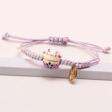 Lucky Cat Beaded Bracelet - Adjustable Harajuku Fashion Statement for Trendy Girls