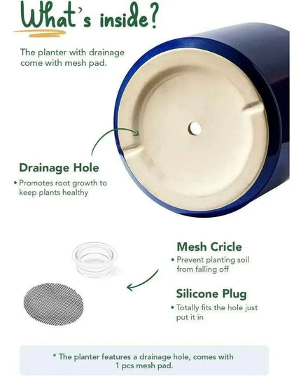 Elegant 12-Inch Blue Ceramic Planter with Enhanced Drainage System