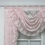 Pink Flower Ripple Sheer Lace Curtain Valance – Rod Pocket, Custom Width
