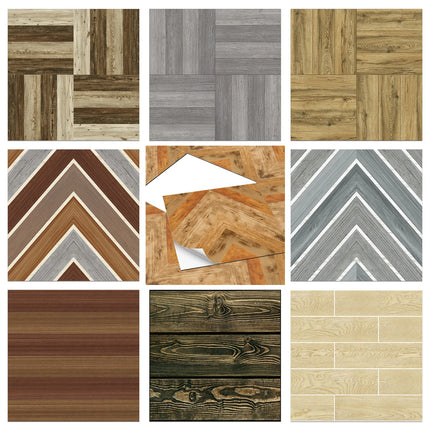 Self-Adhesive Wood Grain Floor Tiles — Peel & Stick, 30×30 cm