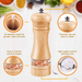 6-Inch Classic Solid Wood Salt and Pepper Mill Duo - Manual Grinder for Fresh Seasonings