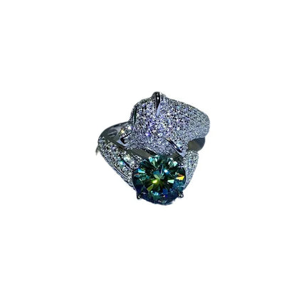 Exquisite 2ct Green Diamond Fox Ring For Women 2ct Moissanite PT950 Platinum | Moderate 2ct size, versatile for daily and dating exquisite-2ct-green-diamond-fox-ring-for-women-2ct-moissanite-pt950-platinum-moderate-2ct-size-versatile-for-daily-and-dating
