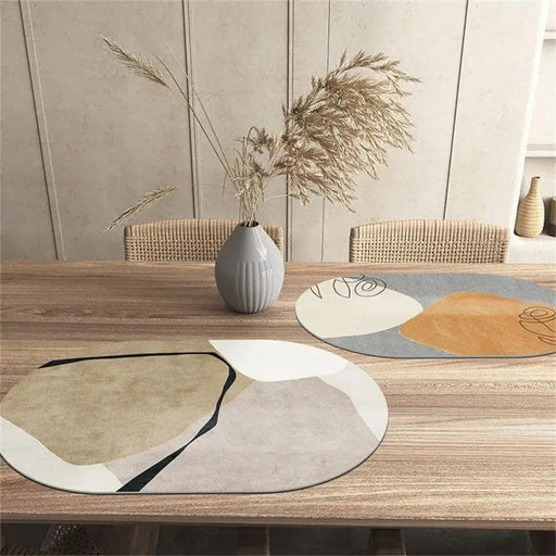 Elegant Oval Leather Dining Table Placemats with Heat Insulation