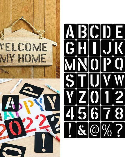 Creative 42-Piece Stencil Kit for Letters, Numbers, and Symbols - Perfect for DIY Home Decor and Artistic Creations