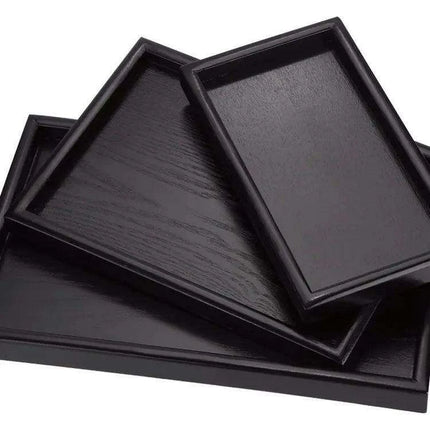 Sustainable Chic Black Solid Wood Serving Tray for Tea and Culinary Delights