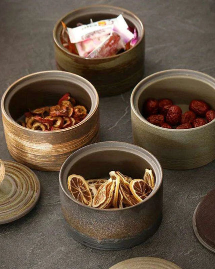 Charming Retro Ceramic Tea Pot for Perfect Snack and Tea Storage