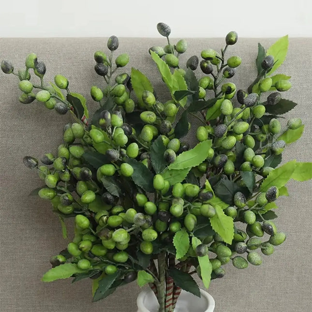 39 cm Artificial Olive Berry Branch with Mixed Leaves