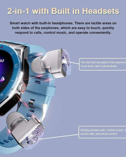 Stylish Bluetooth AMOLED Smartwatch with GPS & Music Storage - Complete Men's Set with Wireless Earbuds