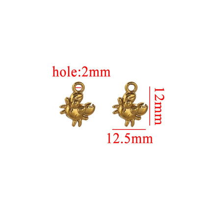5PCS Stainless Steel Lobster Charms Mermaid Crab Connectors Gold-Plate
