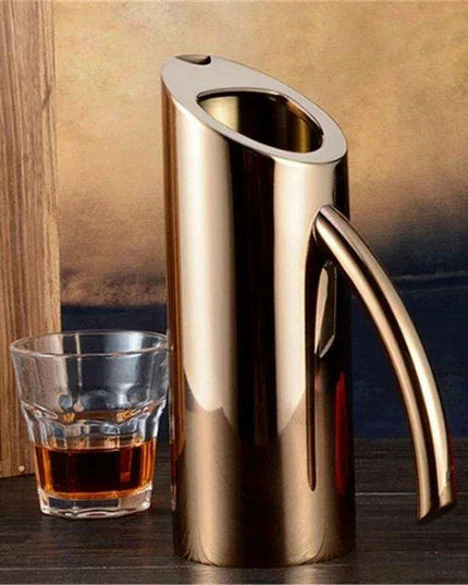 Stylish Stainless Steel Beverage Pitcher with Ice Guard and Divided Wine Insert - High Quality and Fast Shipping