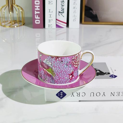 Charming Retro Ceramic Couple Cup and Saucer Set - Ideal for Home and Office