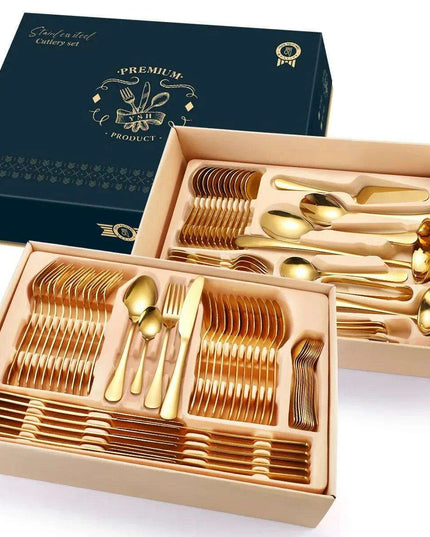 Elegant 84-Piece Gold Cutlery Collection - Transform Your Dining Experience for Every Occasion
