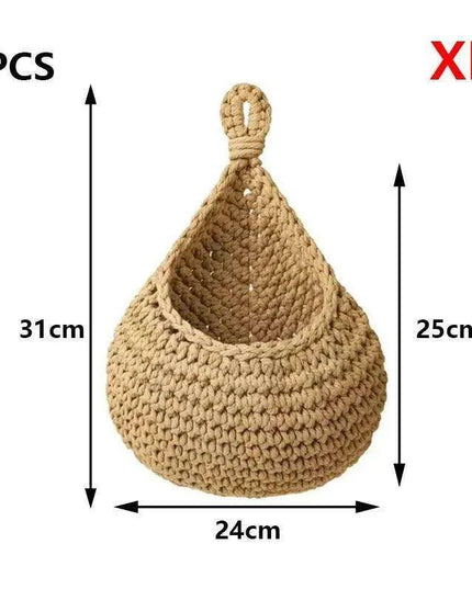 Sustainable Bohemian Jute Rope Hanging Basket for Elegant Fruit Display