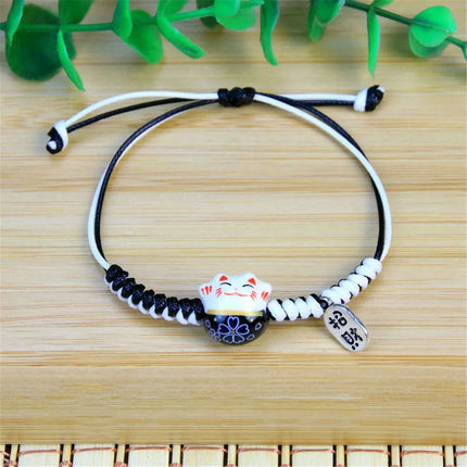 Charming Kawaii Cat Couple Love Bracelet – Adorable Braided Accessory from Japan