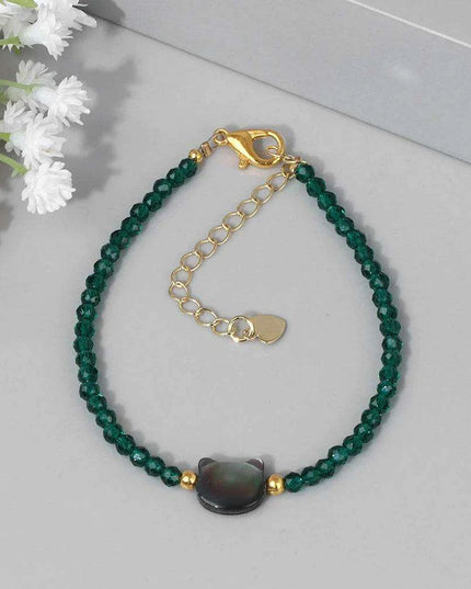 Charming Cat Lovers Beaded Bracelet - Colorful 3mm Jewelry Gift for Women and Girls