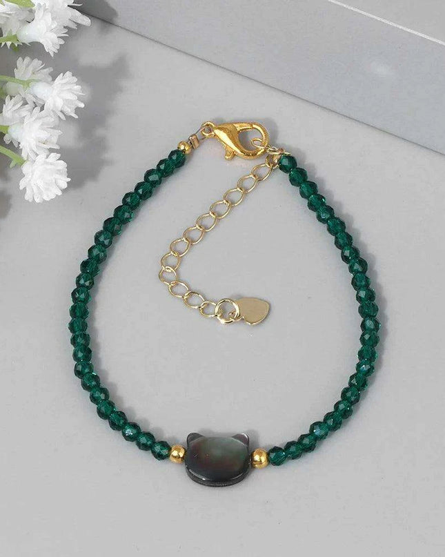 Charming Cat Lovers Beaded Bracelet - Colorful 3mm Jewelry Gift for Women and Girls