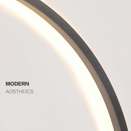 Nordic Round Ring LED Wall Sconce — USB & AC, Black or Gold, D30–D120cm | Très Élite