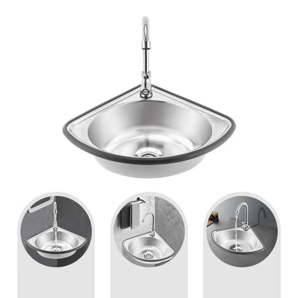 Versatile Triangular Stainless Steel Hand Wash Basin Kit for Modern Spaces