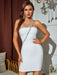 Stunning One-Shoulder Crystal Diamonds White Mini Bandage Dress