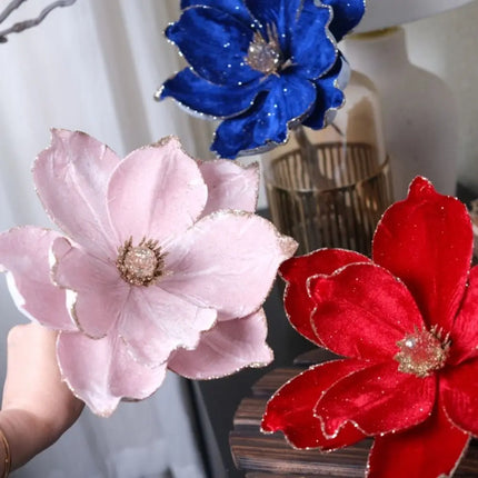 Artificial Glitter Christmas Flower Ornament, Assorted Styles & Colours