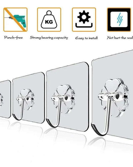 Moisture-Resistant Wall Hooks Set for Seamless Kitchen and Bathroom Organization