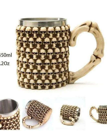 Skull Viking Pirate Tankard: Resin Steel Drinking Vessel & Decor Accent